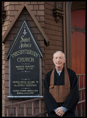 Steve at church entrance